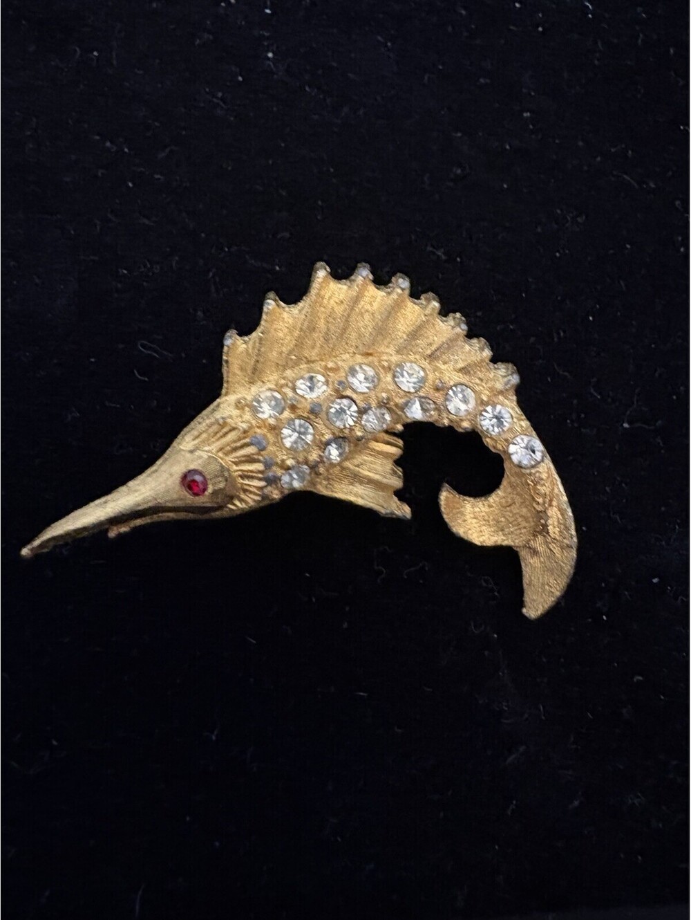 Mamselle Rhinestone Swordfish Sailfish  Brooch